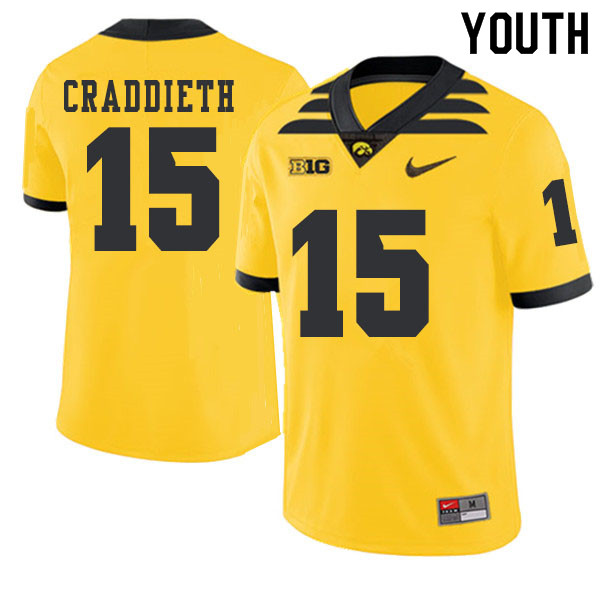 2019 Youth #15 Dallas Craddieth Iowa Hawkeyes College Football Alternate Jerseys Sale-Gold